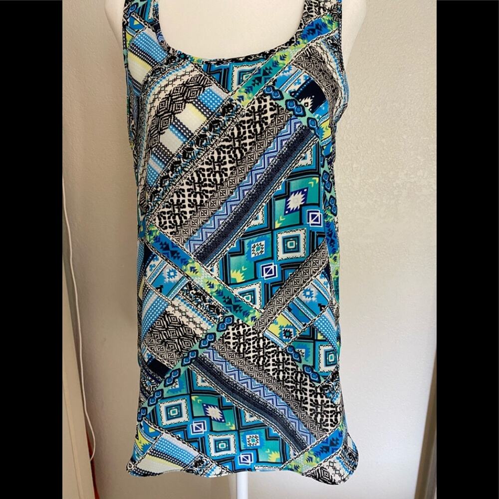 NWT Hippie rose blue and black patterned tank
